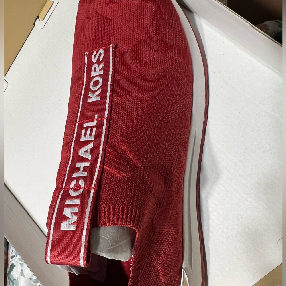 Michael Kors Bold Red Knit Slip-Ons
